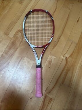Yonex Red & White Tennis Racket with Pink Grip
